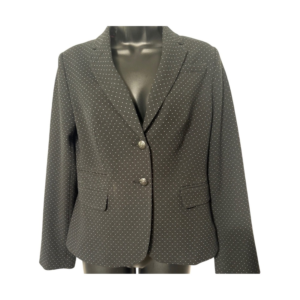 Banana Republic Womens Size 4 Black Polka Dot Two Button Blazer Jacket Notched